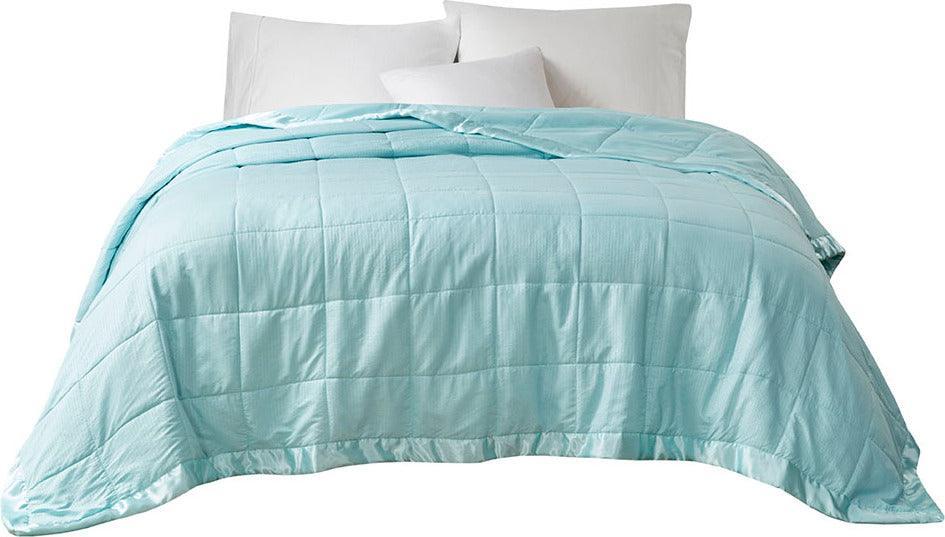 Olliix.com Comforters & Blankets - Cambria Casual Premium Oversize Down Alt Blanket with 3M Scotchgard Twin Aqua