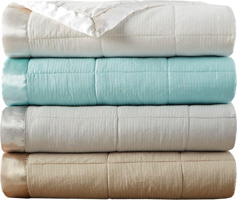 Olliix.com Comforters & Blankets - Cambria Casual Premium Oversize Down Alt Blanket with 3M Scotchgard Twin Aqua