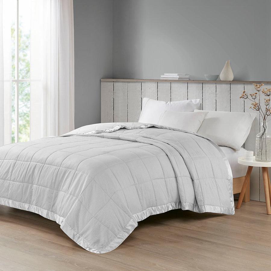 Olliix.com Comforters & Blankets - Cambria Casual Premium Oversize Down Alt Blanket with 3M Scotchgard Twin Gray