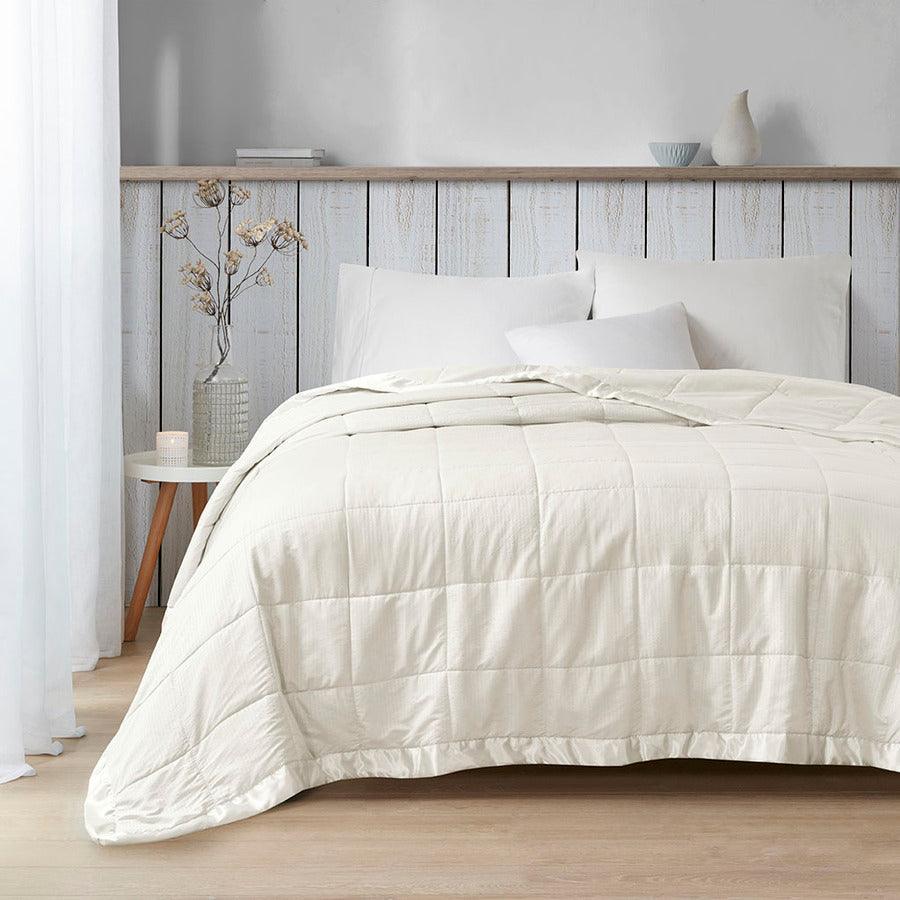 Olliix.com Comforters & Blankets - Cambria Casual Premium Oversize Down Alt Blanket with 3M Scotchgard Twin Ivory