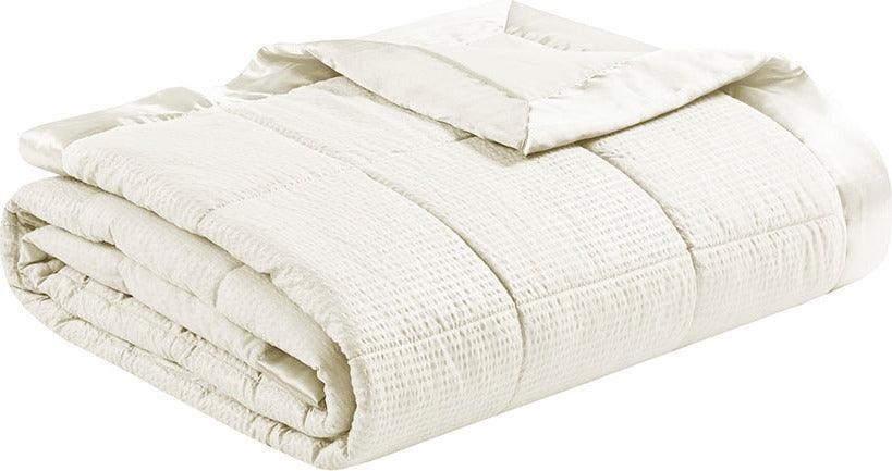 Olliix.com Comforters & Blankets - Cambria Casual Premium Oversize Down Alt Blanket with 3M Scotchgard Twin Ivory