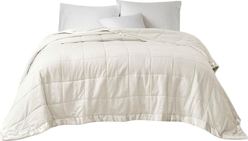 Olliix.com Comforters & Blankets - Cambria Casual Premium Oversize Down Alt Blanket with 3M Scotchgard Twin Ivory