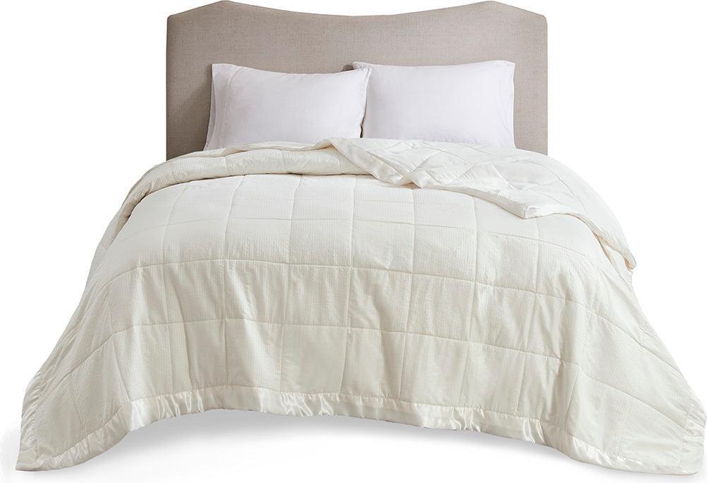Olliix.com Comforters & Blankets - Cambria Casual Premium Oversize Down Alt Blanket with 3M Scotchgard Twin Ivory
