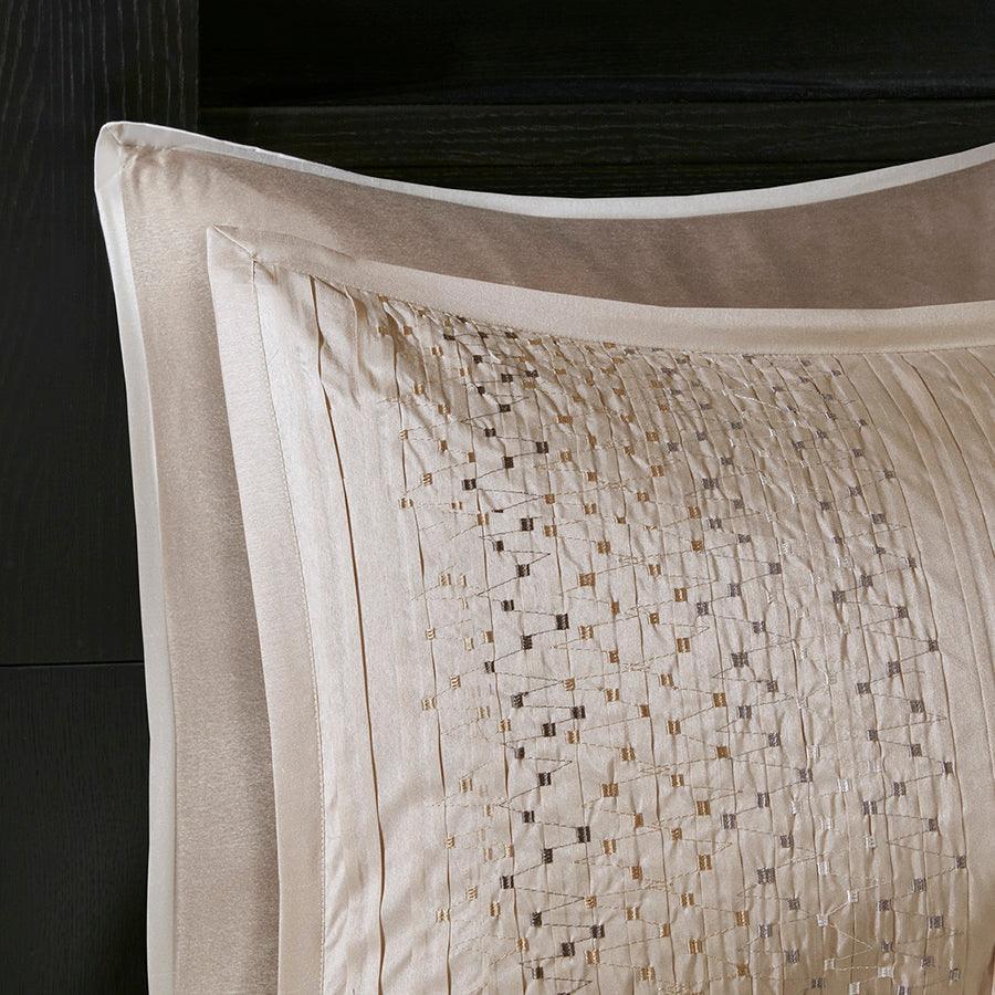Olliix.com Comforters & Blankets - Camelia 8 Piece Embroidered Comforter Set Natural