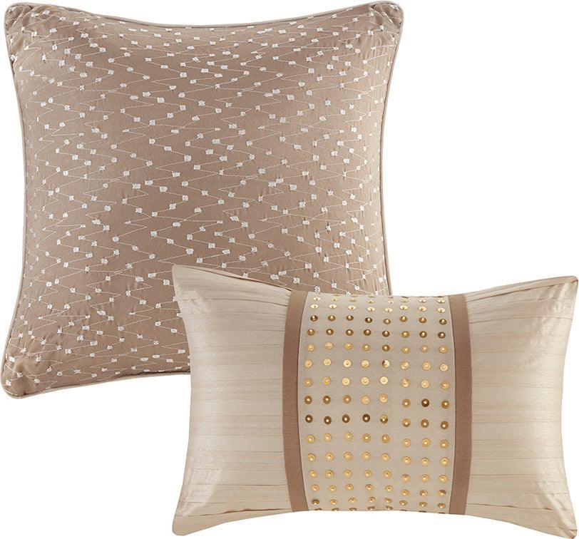 Olliix.com Comforters & Blankets - Camelia 8 Piece Embroidered Comforter Set Natural