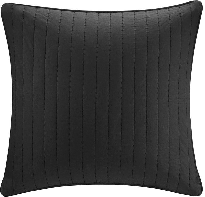 Olliix.com Pillowcases & Shams - Camila Cotton Quilted Euro Sham Black