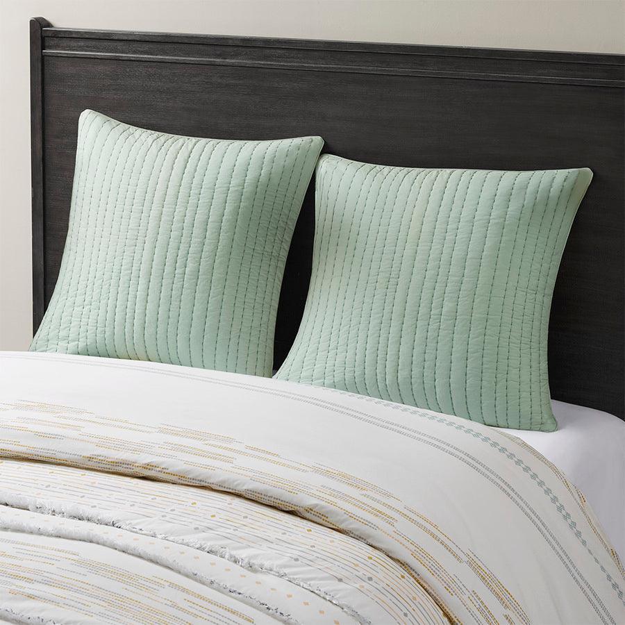 Olliix.com Pillowcases & Shams - Camila Cotton Quilted Euro Sham Seafoam