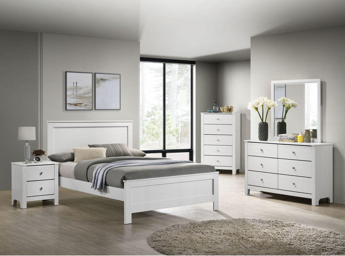 Elements Bedroom Sets - Camila Dresser & Mirror Set in White White