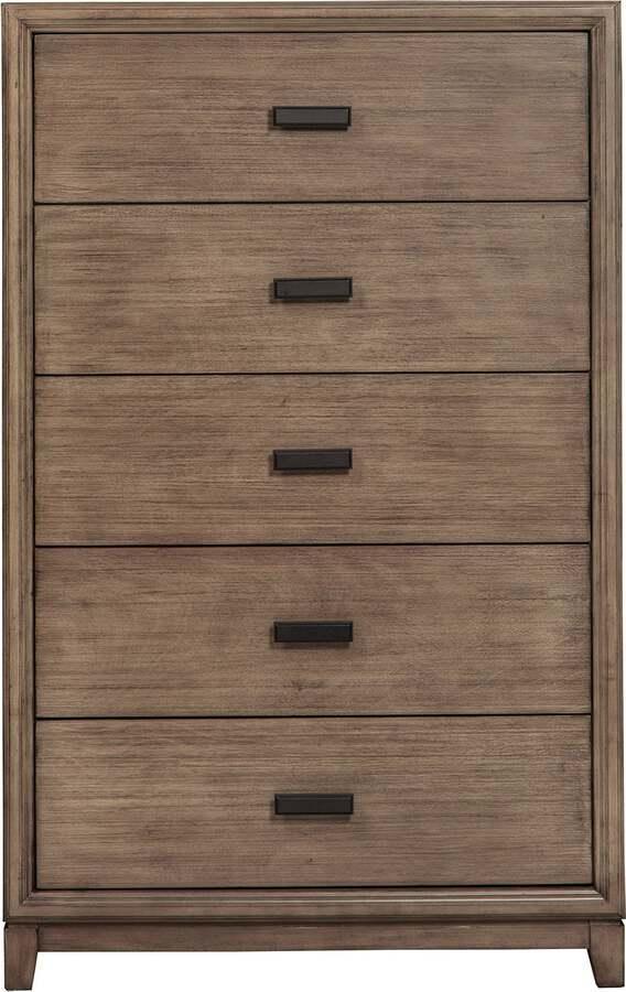 Alpine Furniture Chest of Drawers - Camilla 5 Drawer Chest, Antique Grey