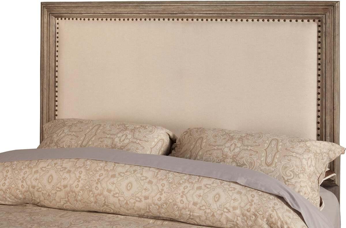 Alpine Furniture Beds - Camilla California King Panel Bed w/Upholstered Headboard & Nailheads, Antique Grey
