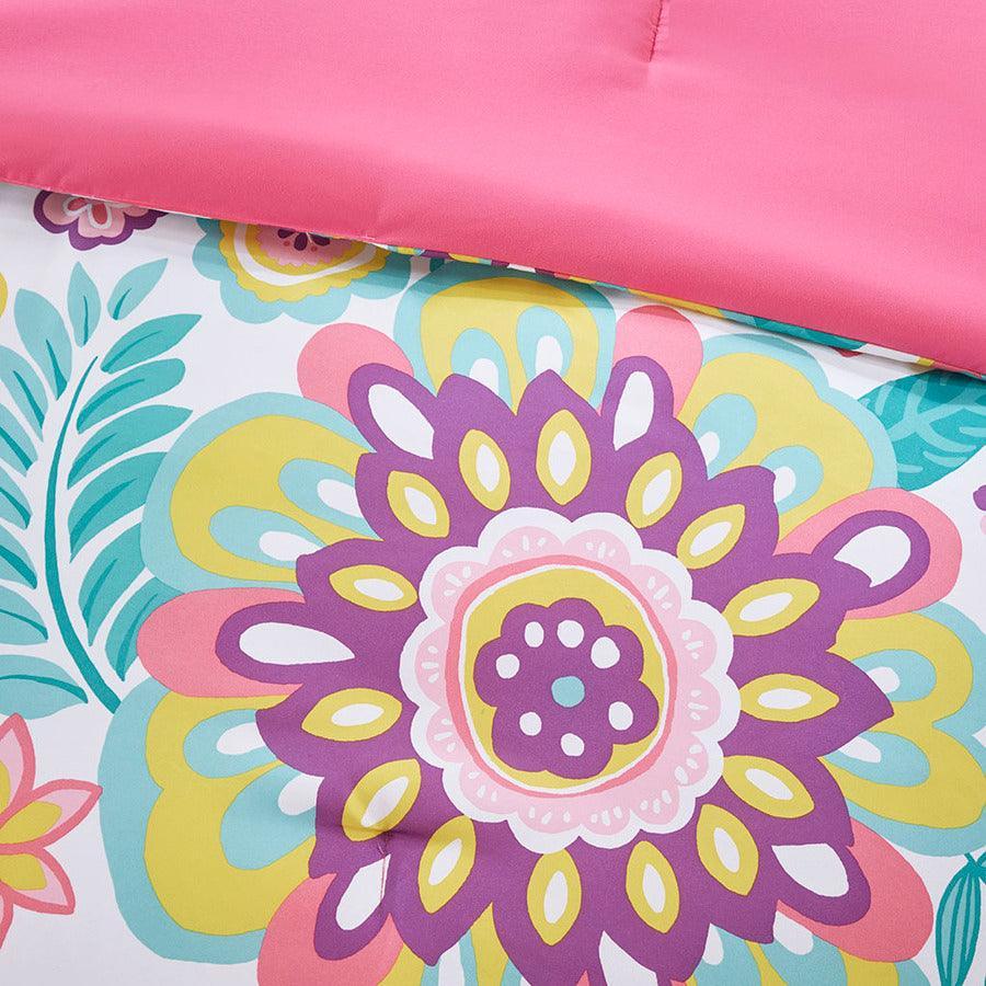 Olliix.com Comforters & Blankets - Camille Full/Queen Casual Floral Comforter Set Pink