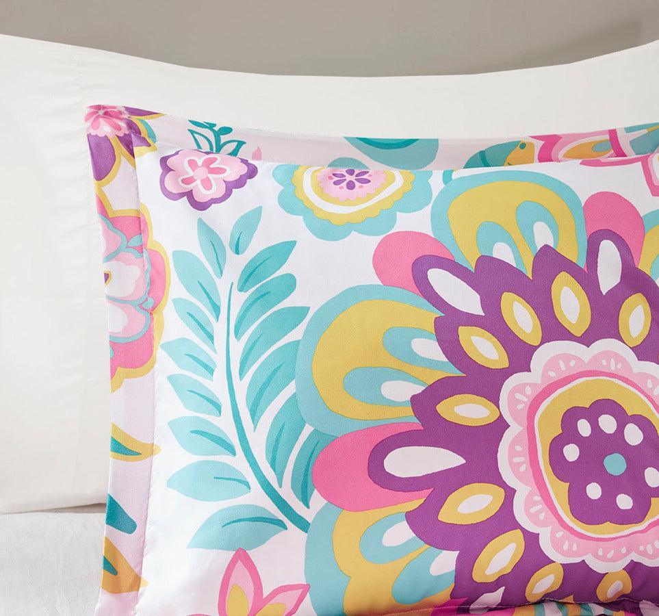 Olliix.com Comforters & Blankets - Camille Full/Queen Casual Floral Comforter Set Pink