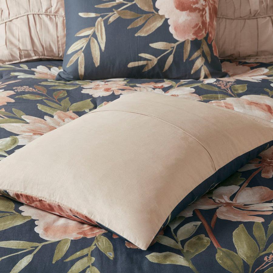 Olliix.com Comforters & Blankets - Camillia 8 Piece 90 " W Cotton Comforter Set Navy