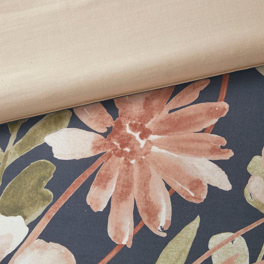 Olliix.com Duvet & Duvet Sets - Camillia Shabby Chic 3 Pc Cotton Duvet Cover Set Full/ Queen Navy