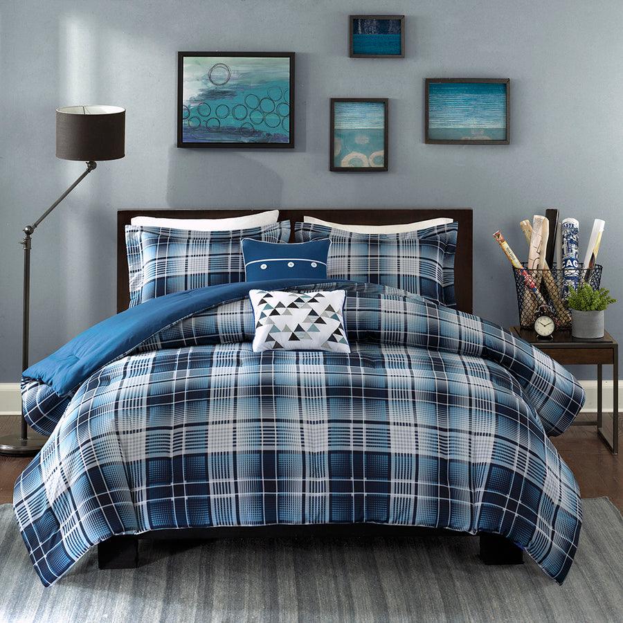 Olliix.com Comforters & Blankets - Camilo 4 Piece Comforter Set Blue Twin/Twin XL