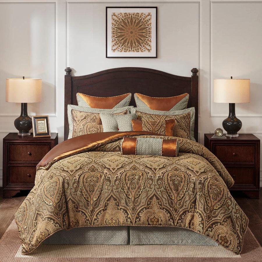 Olliix.com Comforters & Blankets - Canovia Classic Springs Jacquard Comforter Set Multi King