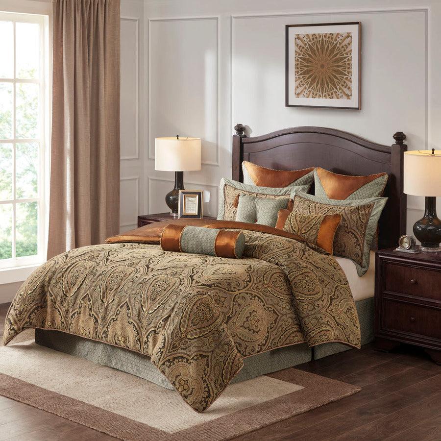 Olliix.com Comforters & Blankets - Canovia Springs Jacquard Comforter Set Brown