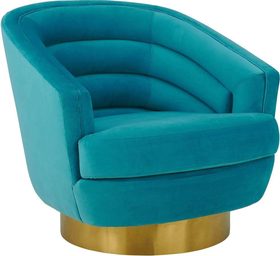 Tov Furniture Accent Chairs - Canyon Blue Velvet Swivel Chair