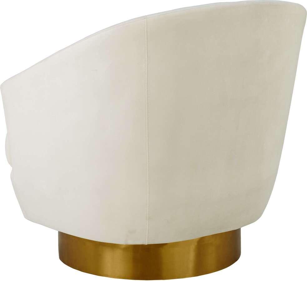 Tov Furniture Accent Chairs - Canyon Cream Velvet Swivel Chair