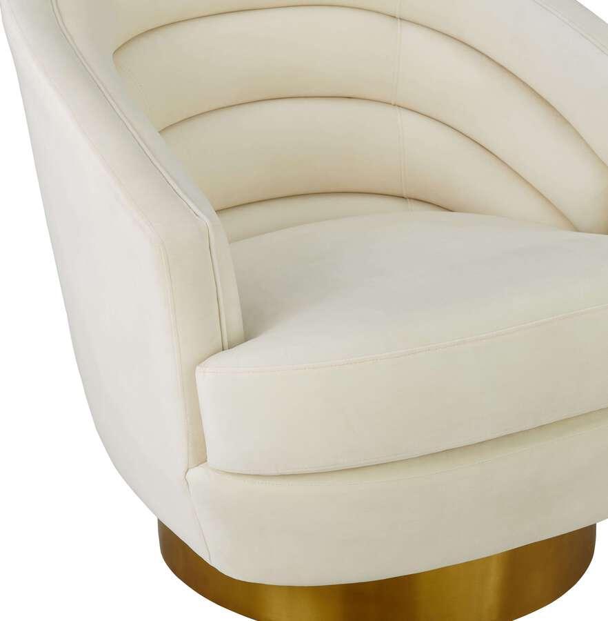 Tov Furniture Accent Chairs - Canyon Cream Velvet Swivel Chair