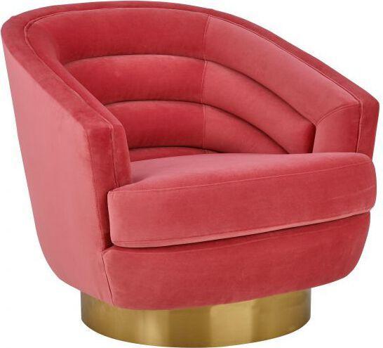 Tov Furniture Accent Chairs - Canyon Hot Pink Velvet Swivel Chair