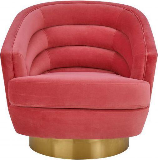Tov Furniture Accent Chairs - Canyon Hot Pink Velvet Swivel Chair