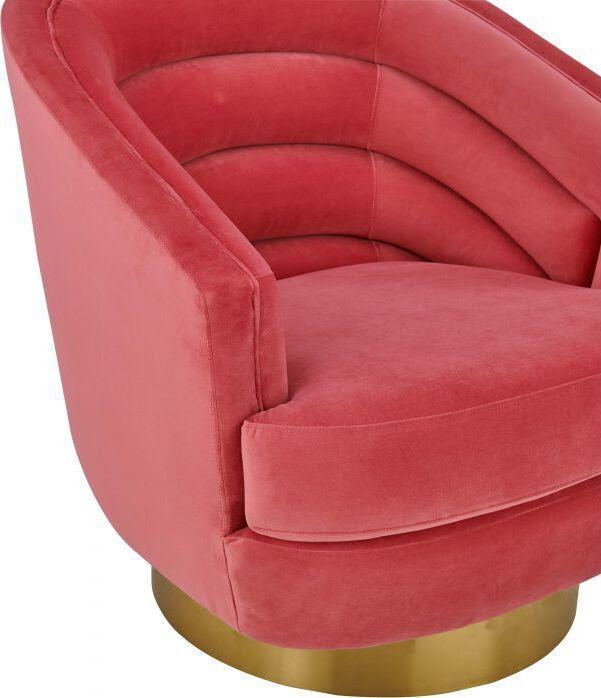 Tov Furniture Accent Chairs - Canyon Hot Pink Velvet Swivel Chair