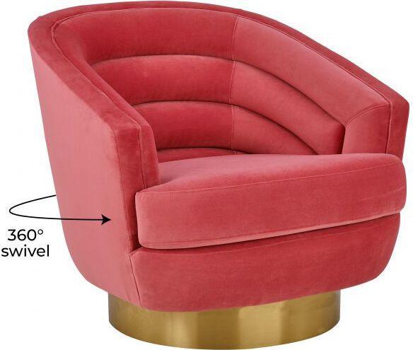 Tov Furniture Accent Chairs - Canyon Hot Pink Velvet Swivel Chair