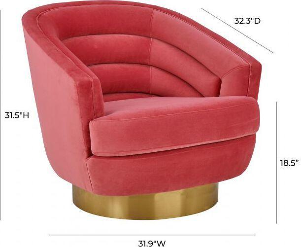 Tov Furniture Accent Chairs - Canyon Hot Pink Velvet Swivel Chair