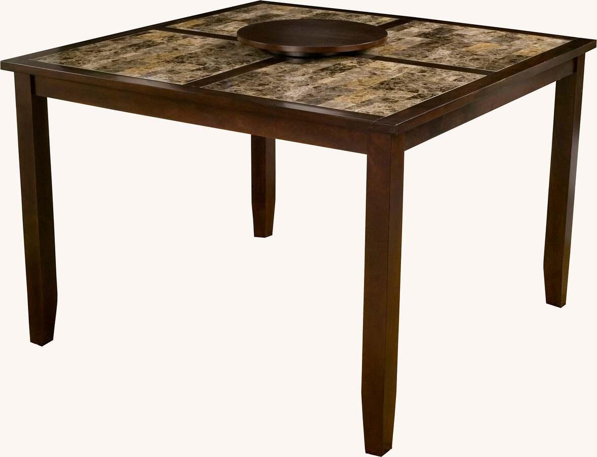 Alpine Furniture Dining Tables - Capitola Faux Marble Large Pub Table w/ Removable 18" Lazy Susan, Espresso