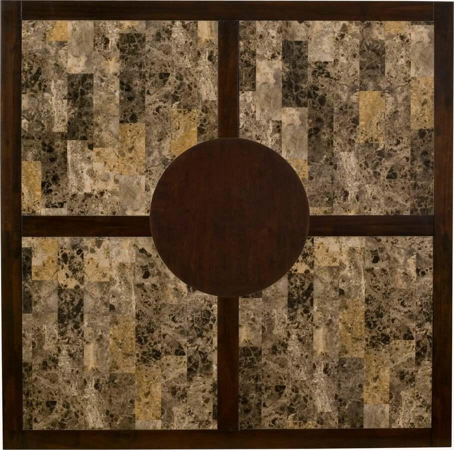 Alpine Furniture Dining Tables - Capitola Faux Marble Large Pub Table w/ Removable 18" Lazy Susan, Espresso