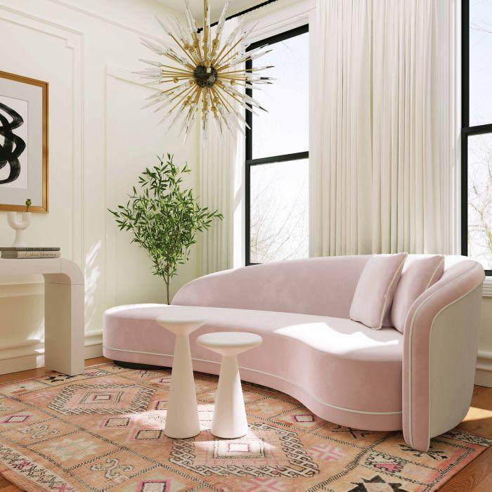 Tov Furniture Sofas & Couches - Carla Blush and Cream Velvet Sofa