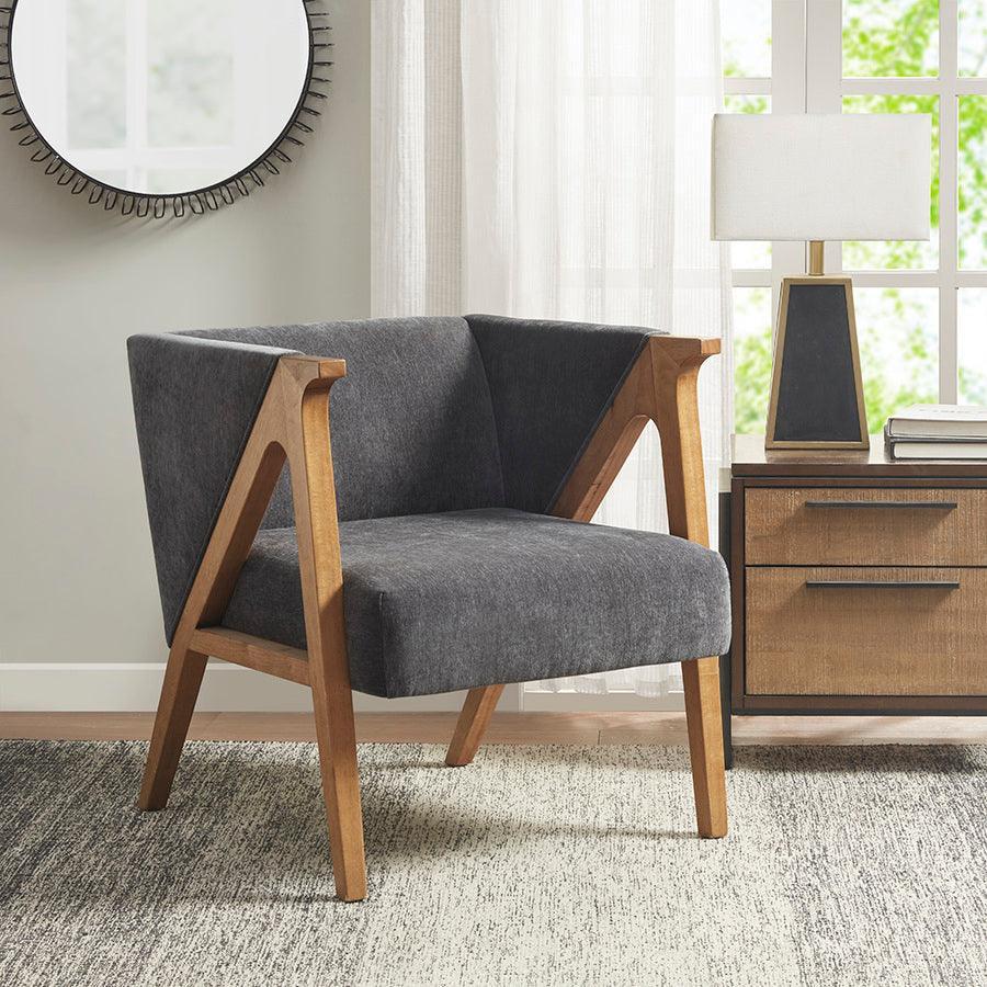 Olliix.com Accent Chairs - Carla Upholstered Accent Lounge chair Charcoal