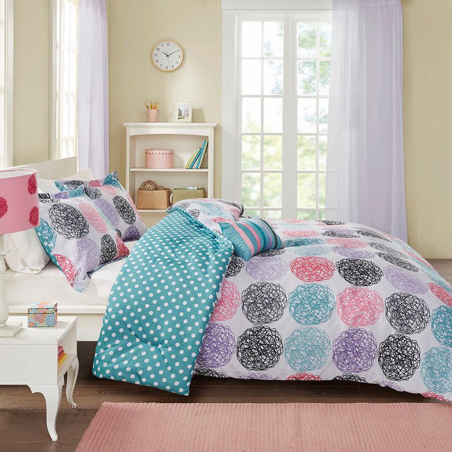 Olliix.com Comforters & Blankets - Carly Reversible Comforter Set Purple Twin/Twin XL
