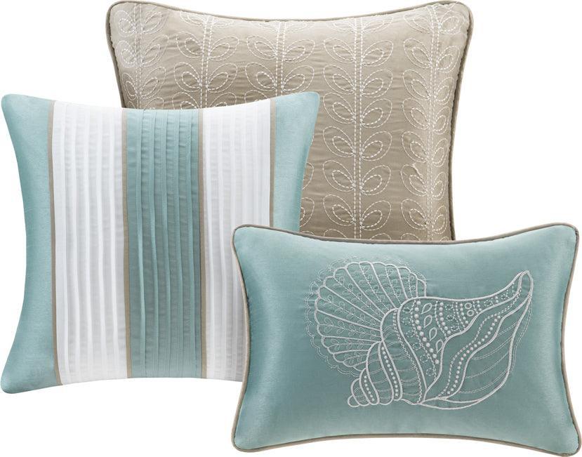 Olliix.com Comforters & Blankets - Carmel 7 Piece Coastal Comforter Set Blue King