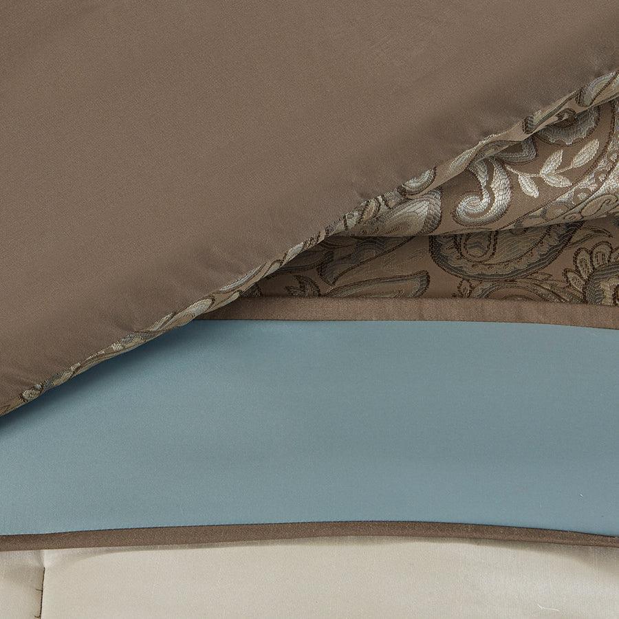 Olliix.com Comforters & Blankets - Caroline Cottage Jacquard 7 Piece Comforter Set Blue Cal King