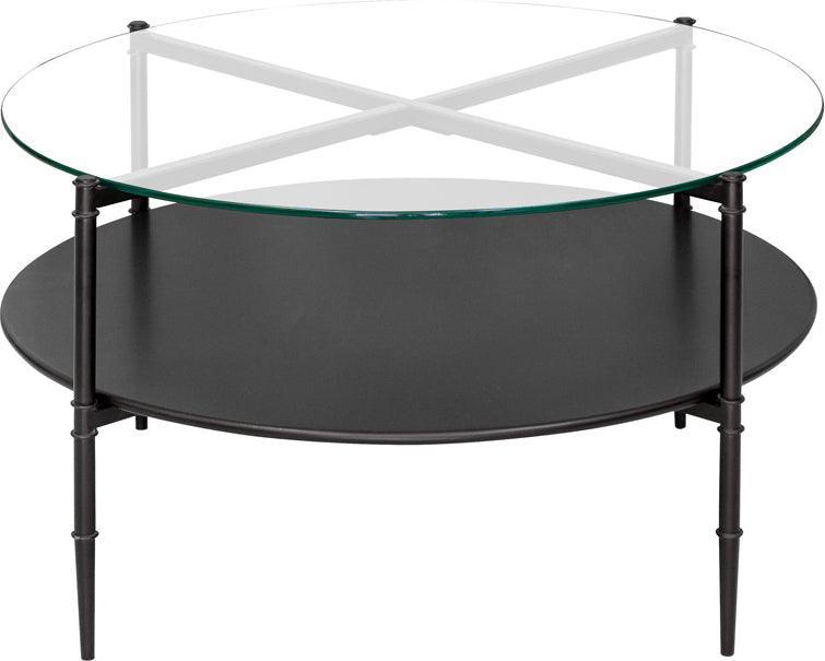 Olliix.com Coffee Tables - Caroline Round Coffee Table with Interchangeable Wood and Glass Top