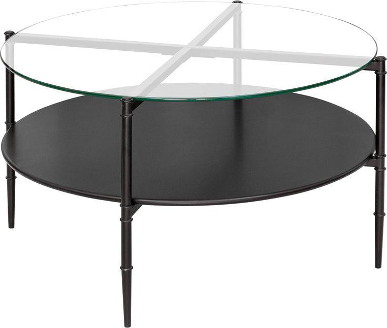 Olliix.com Coffee Tables - Caroline Round Coffee Table with Interchangeable Wood and Glass Top