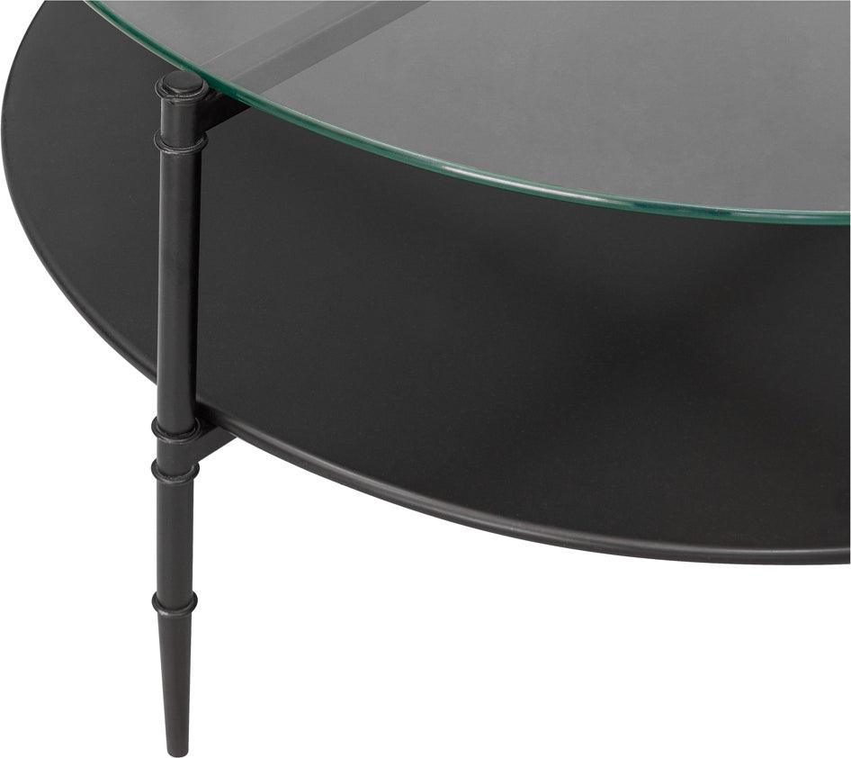 Olliix.com Coffee Tables - Caroline Round Coffee Table with Interchangeable Wood and Glass Top