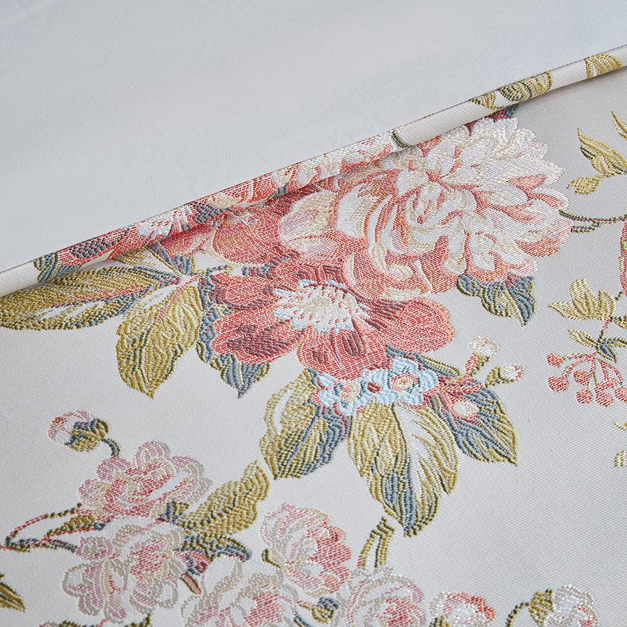 Olliix.com Comforters & Blankets - Carolyn Floral Jacquard Comforter Set With Euro Shams And Pillows Ivory Queen