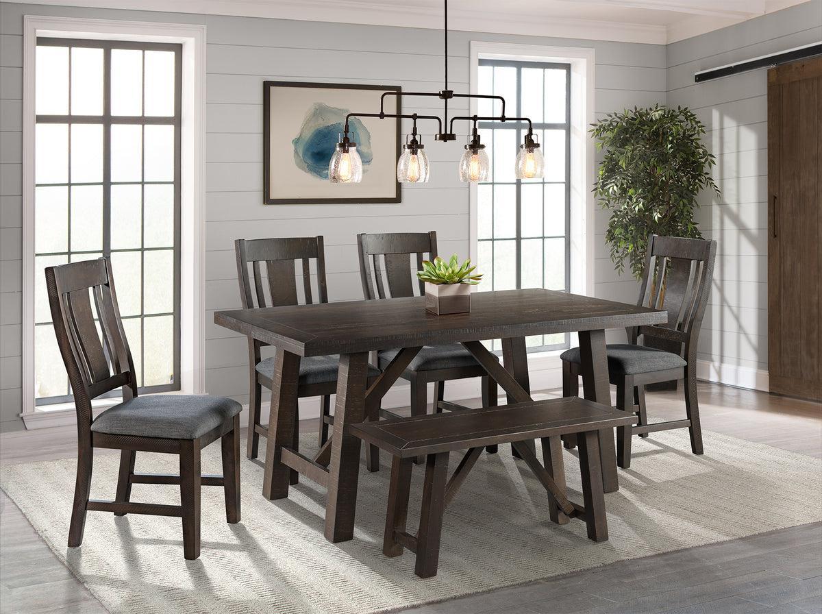 Elements Dining Sets - Carter 6PC Dining Set-Table, Four Chairs & Bench