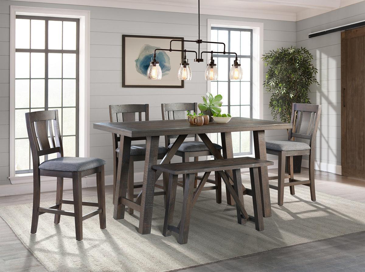 Elements Dining Sets - Carter Counter Height 6PC Dining Set-Table, Four Chairs & Bench