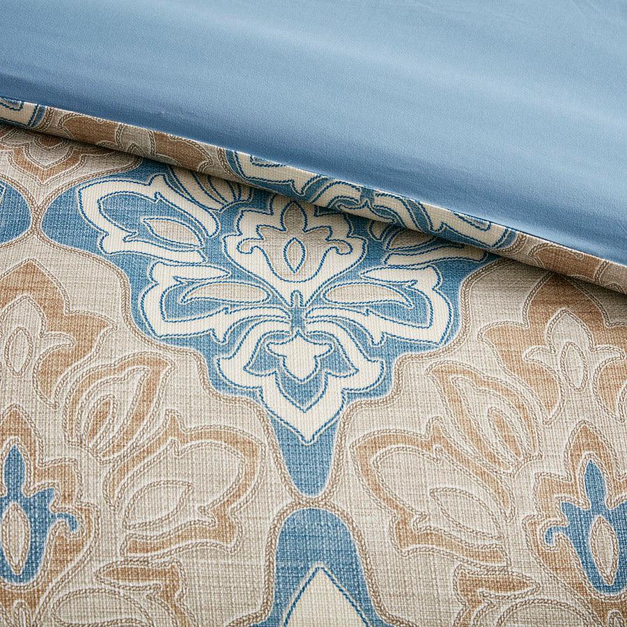 Olliix.com Comforters & Blankets - Caspian Medallion Comforter Set With Euro Shams And Dec Pillows Blue Queen