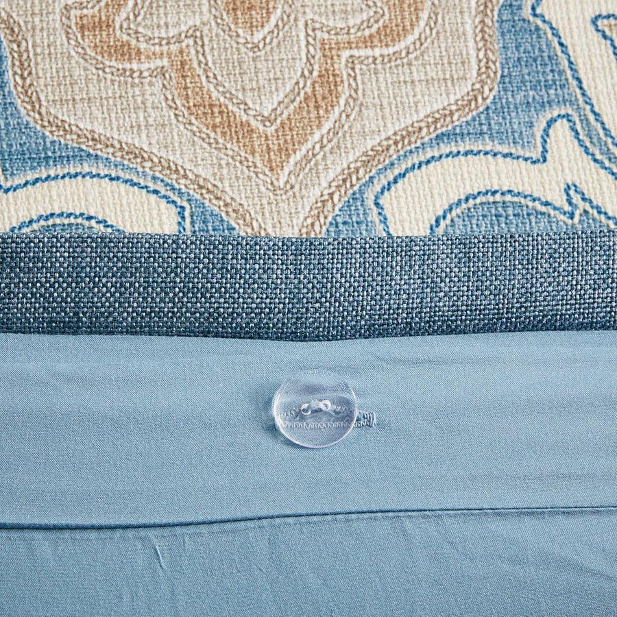 Olliix.com Comforters & Blankets - Caspian Medallion Comforter Set With Euro Shams And Dec Pillows Blue Queen