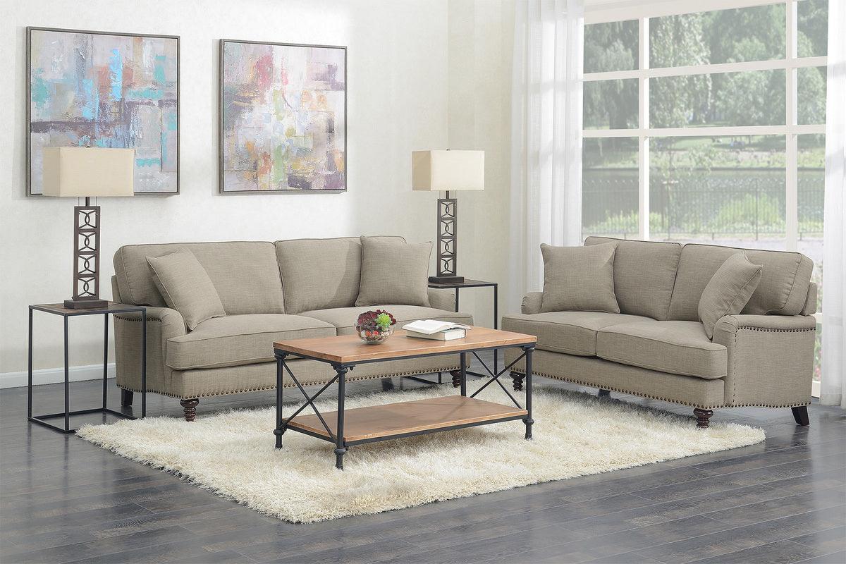 Elements Living Room Sets - Cassandra 2PC Living Room Set-Sofa & Loveseat in Smoke