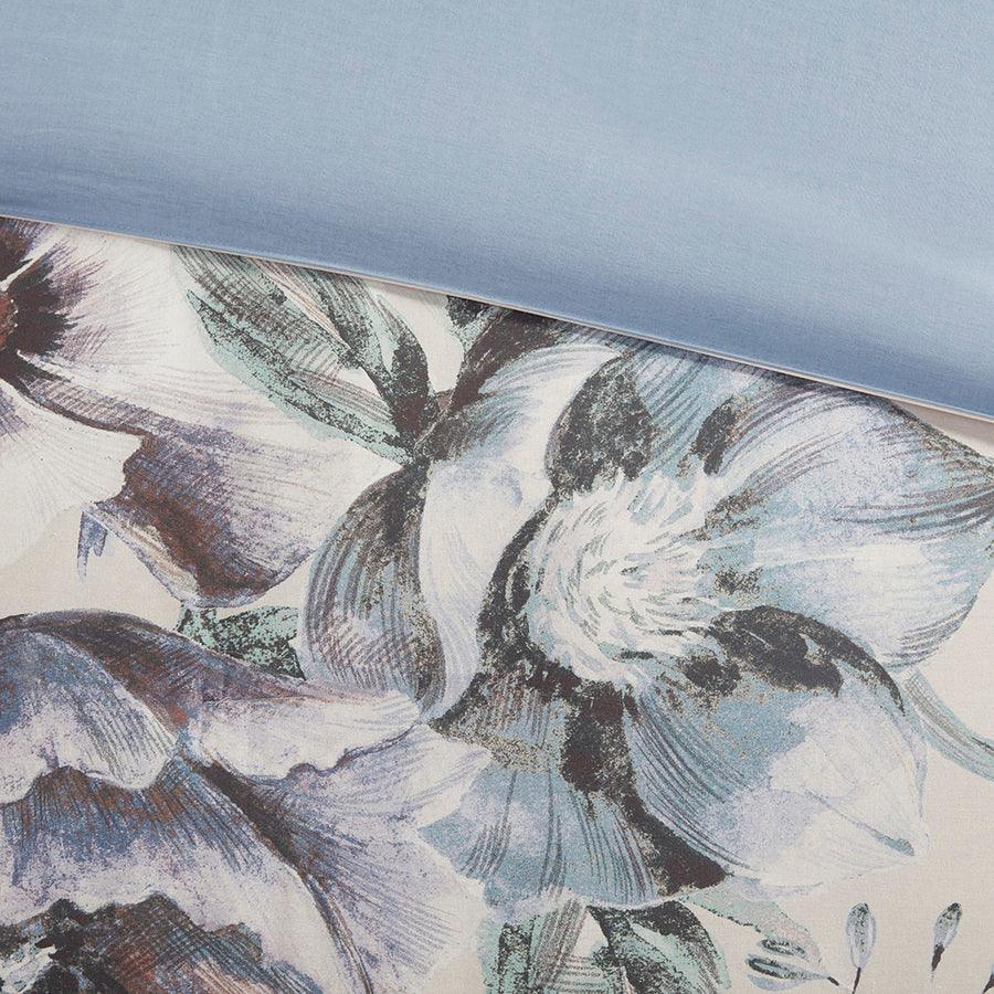 Olliix.com Comforters & Blankets - Cassandra 8 Pieces Cotton Printed Comforter Set Blue King