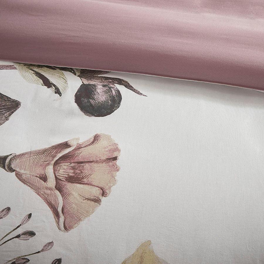Olliix.com Duvet & Duvet Sets - Cassandra Shabby Chic 3 Pc Cotton Printed Duvet Cover Set Full/Queen Blush
