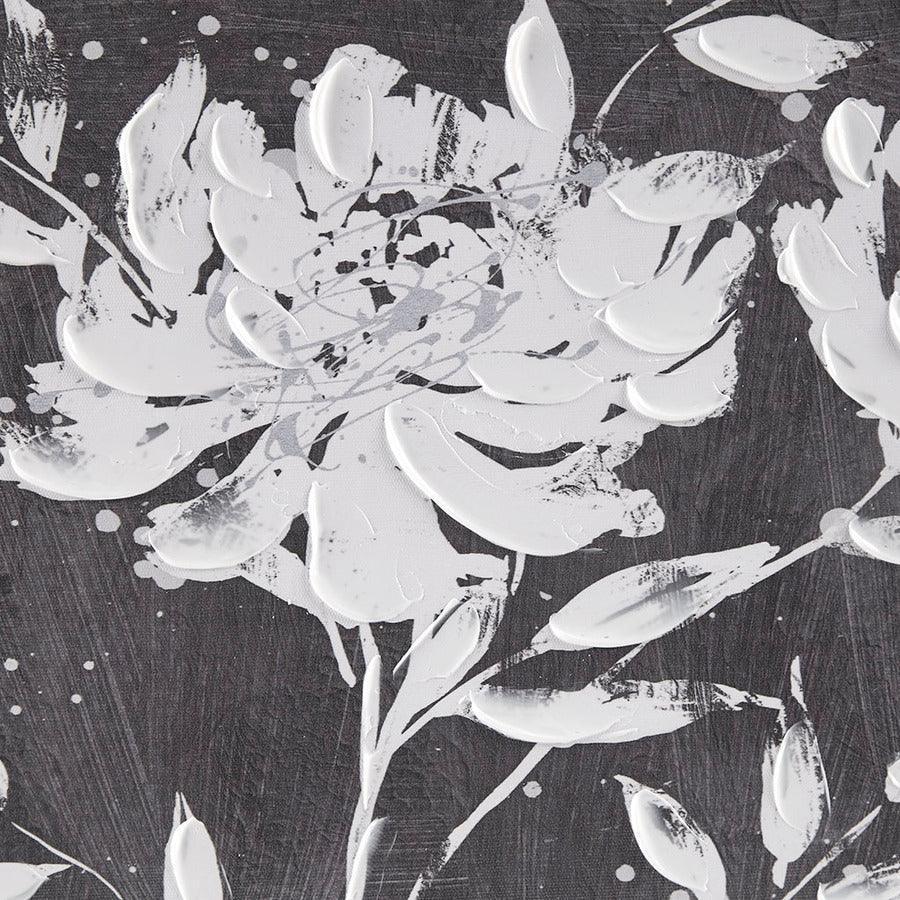 Olliix.com Wall Art - Cassia Floral Embellished Canvas 2 Piece Set Black & White
