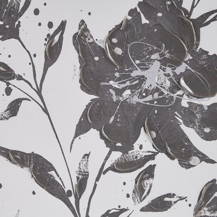 Olliix.com Wall Art - Cassia Floral Embellished Canvas 2 Piece Set Black & White