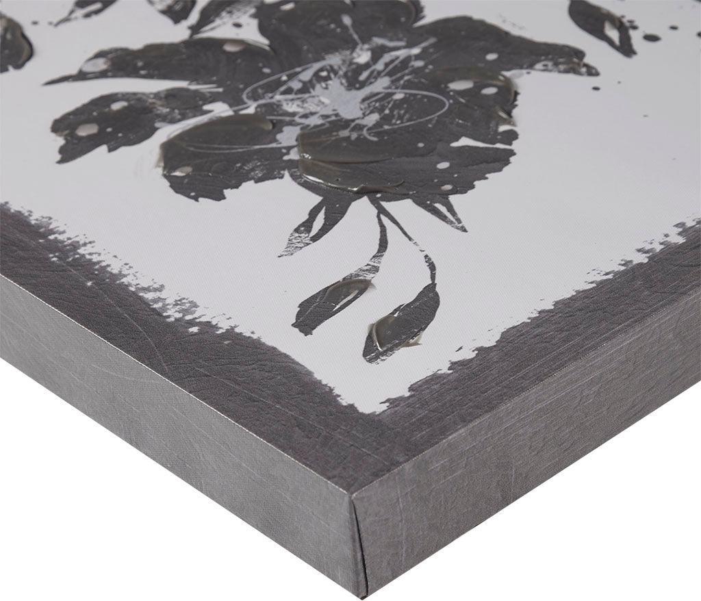Olliix.com Wall Art - Cassia Floral Embellished Canvas 2 Piece Set Black & White